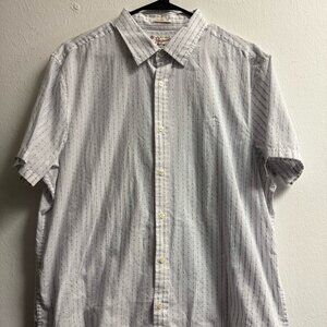 Men's Penguin Short Sleeve White & Blue Pattern Shirt, Classic Fit Size: XL, GUC